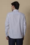 Shop_Lacquer Embassy_Blue Cotton Embroidery Light Striped Shirt _at_Aza_Fashions