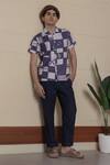Lacquer Embassy_Blue Cotton Nautical Print Shirt _Online_at_Aza_Fashions