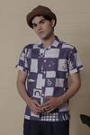 Buy_Lacquer Embassy_Blue Cotton Nautical Print Shirt _at_Aza_Fashions