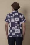 Shop_Lacquer Embassy_Blue Cotton Nautical Print Shirt _at_Aza_Fashions