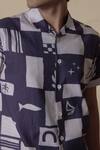 Lacquer Embassy_Blue Cotton Nautical Print Shirt _at_Aza_Fashions