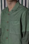 Lacquer Embassy_Green Cotton Slub Shirt _at_Aza_Fashions