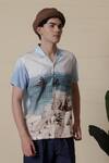 Buy_Lacquer Embassy_Blue Rayon Nautical Print Camp Collar Shirt _Online_at_Aza_Fashions