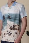 Lacquer Embassy_Blue Rayon Nautical Print Camp Collar Shirt _at_Aza_Fashions