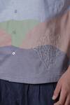 Lacquer Embassy_Blue Cotton Embroidery Pastel Color Block Shirt _at_Aza_Fashions