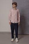 Lacquer Embassy_Pink Cotton Textured Shirt With Folk Print _Online_at_Aza_Fashions