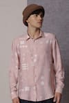 Buy_Lacquer Embassy_Pink Cotton Textured Shirt With Folk Print _Online_at_Aza_Fashions