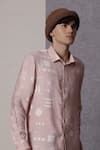 Shop_Lacquer Embassy_Pink Cotton Textured Shirt With Folk Print _Online_at_Aza_Fashions