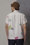 Shop_Lacquer Embassy_Beige Cotton Ecru Abstract Print Shirt _at_Aza_Fashions