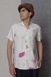 Buy_Lacquer Embassy_Beige Cotton Ecru Abstract Print Shirt _at_Aza_Fashions