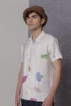 Lacquer Embassy_Beige Cotton Ecru Abstract Print Shirt _at_Aza_Fashions