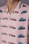 Lacquer Embassy_Pink Rayon Vintage Car Print Shirt _at_Aza_Fashions