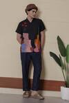 Lacquer Embassy_Black Rayon Dark Grey Printed Shirt _Online_at_Aza_Fashions