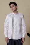 Lacquer Embassy_White Cotton Satin Shirt _Online_at_Aza_Fashions