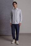 Lacquer Embassy_Blue Cotton Embroidery Striped Shirt With Bicycle _Online_at_Aza_Fashions