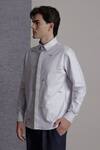 Buy_Lacquer Embassy_Blue Cotton Embroidery Striped Shirt With Bicycle _Online_at_Aza_Fashions