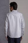Shop_Lacquer Embassy_Blue Cotton Embroidery Striped Shirt With Bicycle _at_Aza_Fashions
