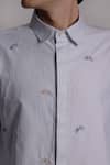 Shop_Lacquer Embassy_Blue Cotton Embroidery Striped Shirt With Bicycle _Online_at_Aza_Fashions