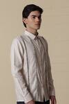 Buy_Lacquer Embassy_Beige Cotton Flex Shirt With Tape Details _Online_at_Aza_Fashions
