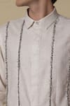 Lacquer Embassy_Beige Cotton Flex Shirt With Tape Details _at_Aza_Fashions