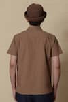 Shop_Lacquer Embassy_Tan Cotton Embroidery Camp Collar Shirt _at_Aza_Fashions