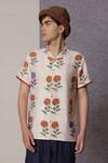 Buy_Lacquer Embassy_Beige Cotton Ecru Floral Print Shirt _at_Aza_Fashions