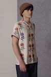 Lacquer Embassy_Beige Cotton Ecru Floral Print Shirt _at_Aza_Fashions