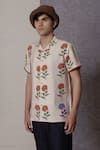Buy_Lacquer Embassy_Beige Cotton Ecru Floral Print Shirt 