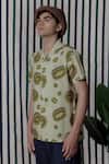 Lacquer Embassy_Green Rayon Kiwi Print Half-sleeve Shirt _Online_at_Aza_Fashions