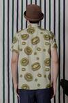 Shop_Lacquer Embassy_Green Rayon Kiwi Print Half-sleeve Shirt _at_Aza_Fashions