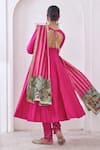 Shop_Aamra By Lavanya_Pink , Chanderi Embroidery V-neck Hot Hand Anarkali Set _at_Aza_Fashions