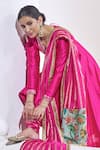 Buy_Aamra By Lavanya_Pink , Chanderi Embroidery V-neck Hot Hand Anarkali Set _Online_at_Aza_Fashions