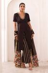 Buy_Aamra By Lavanya_Brown Silk, Chanderi Silk, Cotton Satin Embroidery V-neck Hand Kurta Set _at_Aza_Fashions