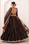 Shop_Aamra By Lavanya_Brown , Chanderi Embroidery Round Neck Hand Lehenga Set _at_Aza_Fashions
