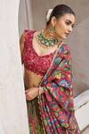 Aamra By Lavanya_Olive Green Silk Tassels, Embroidery V-neck Olive-green And Maroon Hand Lehenga _Online_at_Aza_Fashions