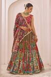 Buy_Aamra By Lavanya_Olive Green Silk Tassels, Embroidery V-neck Olive-green And Maroon Hand Lehenga _at_Aza_Fashions