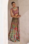 Buy_Aamra By Lavanya_Olive Green Silk Tassels, Embroidery V-neck Olive-green And Maroon Hand Lehenga _Online_at_Aza_Fashions
