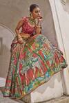 Aamra By Lavanya_Olive Green Silk Tassels, Embroidery V-neck Olive-green And Maroon Hand Lehenga _at_Aza_Fashions