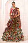 Buy_Aamra By Lavanya_Olive Green Silk Tassels, Embroidery V-neck Olive-green And Maroon Hand Lehenga 