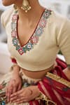 Buy_Aamra By Lavanya_Ivory , Chanderi Embroidery, Pom-poms, Tassels Maroon Hand Lehenga Set 