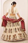 Shop_Aamra By Lavanya_Ivory , Chanderi Embroidery, Pom-poms, Tassels Maroon Hand Lehenga Set _at_Aza_Fashions