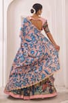 Shop_Aamra By Lavanya_Blue Silk Pom-poms, Embroidery, Tassels Round Neck And Pink Hand Lehenga Set _at_Aza_Fashions