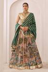 Buy_Aamra By Lavanya_Multi Color , Chanderi Sandrose Pink And Teal Green Designer Lehenga Set _at_Aza_Fashions