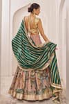 Shop_Aamra By Lavanya_Multi Color , Chanderi Sandrose Pink And Teal Green Designer Lehenga Set _at_Aza_Fashions