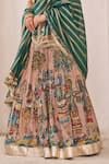 Shop_Aamra By Lavanya_Multi Color , Chanderi Sandrose Pink And Teal Green Designer Lehenga Set 