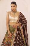 Aamra By Lavanya_Olive Green , Chanderi Embroidery Designer Olive-green Lehenga Set _Online_at_Aza_Fashions