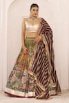 Shop_Aamra By Lavanya_Olive Green , Chanderi Embroidery Designer Olive-green Lehenga Set _Online_at_Aza_Fashions