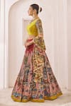 Aamra By Lavanya_Multi Color Silk Embroidery, Sequins Round Maroon And Oakre-yellow Hand Lehenga _Online_at_Aza_Fashions