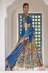 Aamra By Lavanya_Blue Silk Embroidery, Zari Round Neck Hand Lehenga Set _Online_at_Aza_Fashions