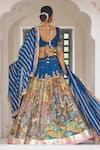 Shop_Aamra By Lavanya_Blue Silk Embroidery, Zari Round Neck Hand Lehenga Set _at_Aza_Fashions